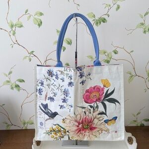 Barnes & Noble Floral Hummingbird Reusable Tote Bag with Nylon Handles - NWOT